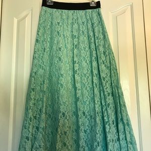 Teal lace maxi skirt
